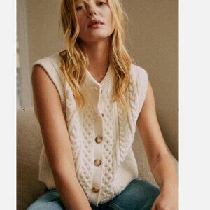LA MAILLE SEZANE GILET ROXANE ECRU SWEATER VEST XS NWT